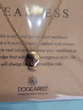 NWT-Dogeared Gold Skull Pendant Necklace